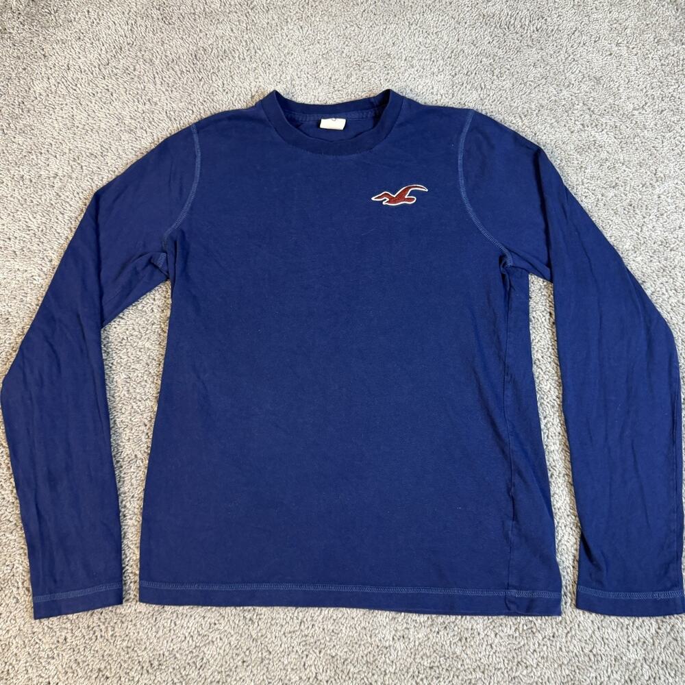 Hollister Shirt Mens M Blue Small Logo Graphic Crew Neck Cotton Jersey